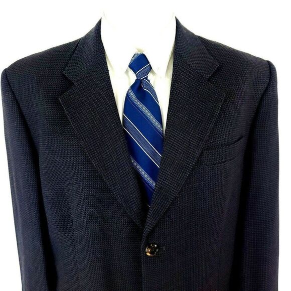 Stafford Options Wool 3 Button Sport Coat 40R Blue‎ Green Check - Picture 1 of 12